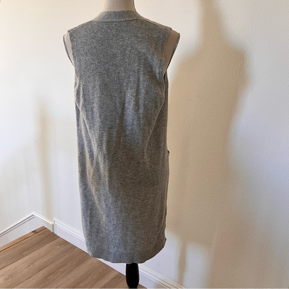 Neiman Marcus Cashmere Collection Long 100% Cashere Vest Slide Slits Gray Size M - Picture 3 of 8